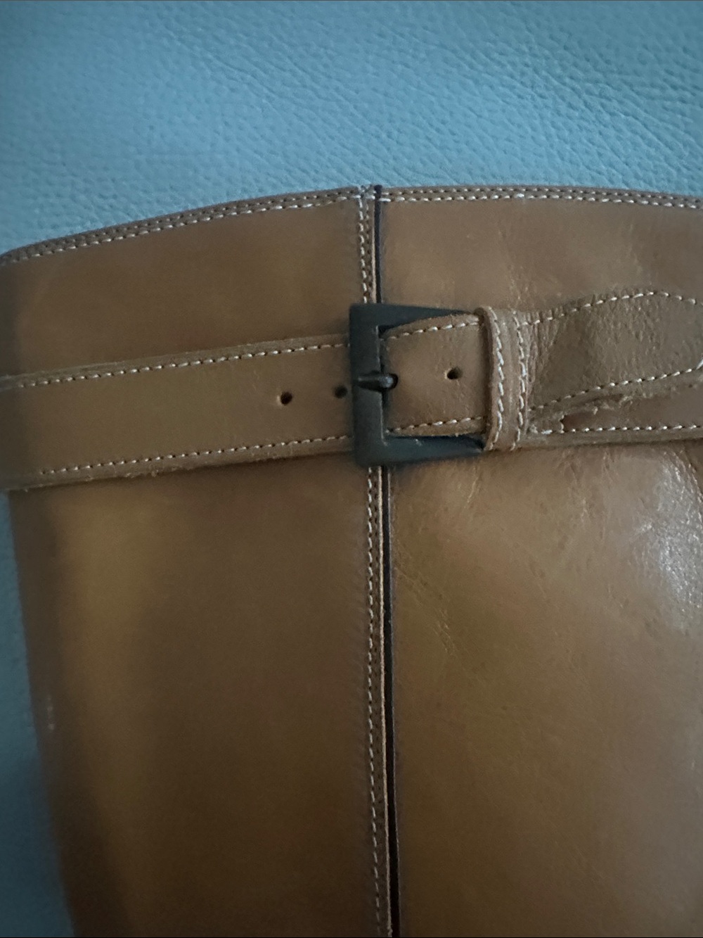 Burberry Pattern Italian Made Tan Genuine Leather Knee Boots size 6 - Picture 2 of 5